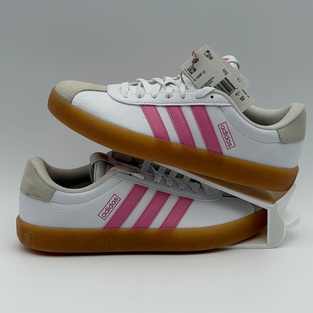 adidas VL Court 3.0 Women's Size 10 White/Pink Gum Sole Sneakers JI2909 - NWT - Picture 3 of 14